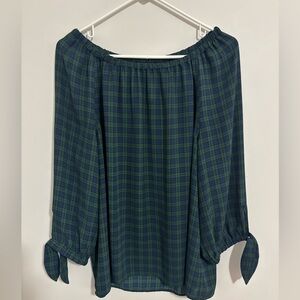 Women’s Talbots XL(p) Holiday Tartan Blouse green and black new w/o tags.